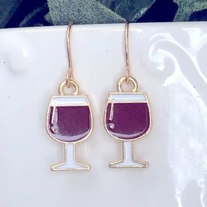 New Red Wine Glass Dangling Drop Enamel Earrings Cartoon Novelty Unique Gifts